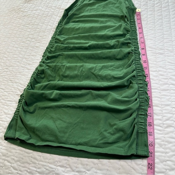 Aritzia TNA Chill Bodycon Malibu Olive Green Ruched Mini Dress - Picture 7 of 13